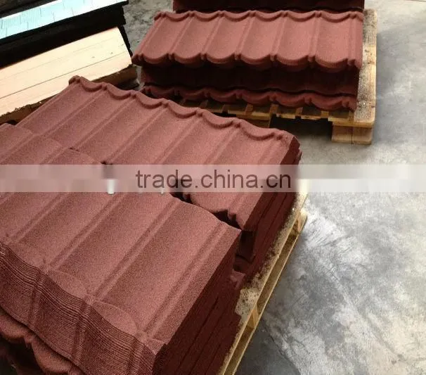 Stone Coated Roof Sheet, purple/wine red/green/black roof tile for prefab houses, villas
