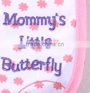 2014 latest and cute design styles embroidery baby bibs