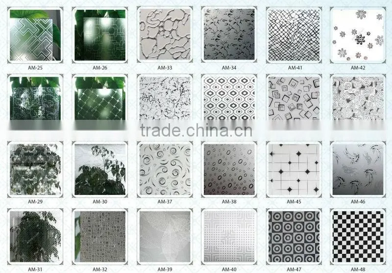 3.5mm Patterned/Rolled/Figured Glass(Gonshi; Rose; Raindown; Diamond; Mistlite; Oceanic; Chinchilla)