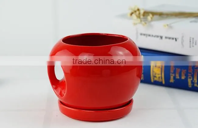 New design colorful ceramic cup shaped flower pot