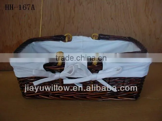 New white willow basket with handle