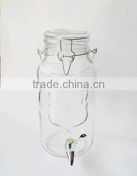 ice cold airtight portico glass drink dispenser with metal clip top lid