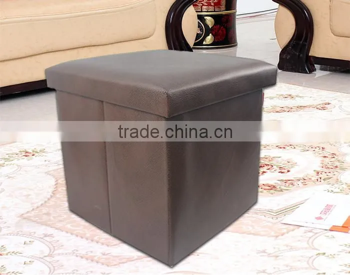 Faux Leather Folding Storage Cube Basket Footrest