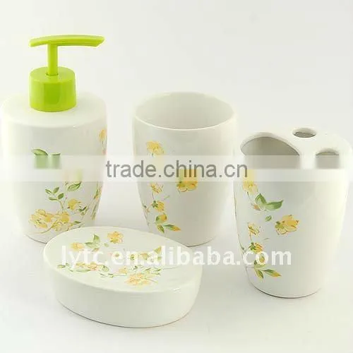 4pcs green Ceramic bath accessory
