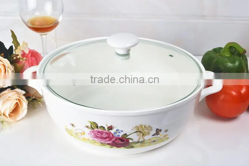 ceramic cookware pot with glass lid & metal stand