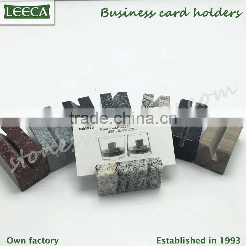 Business card holder round shape natural stone rock for gift for business man