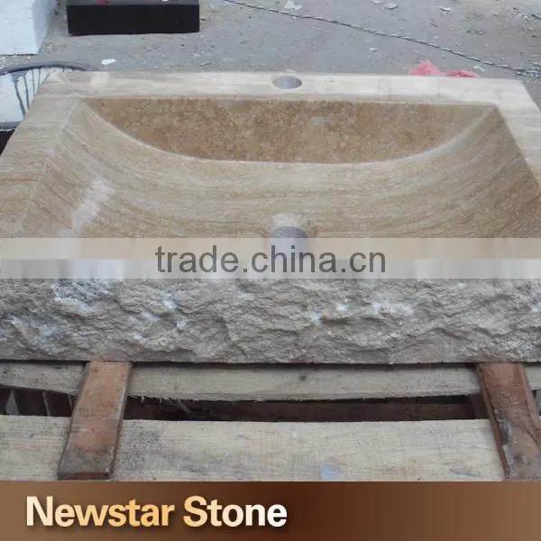 Made in China polished travertine natural stone outdoor sink