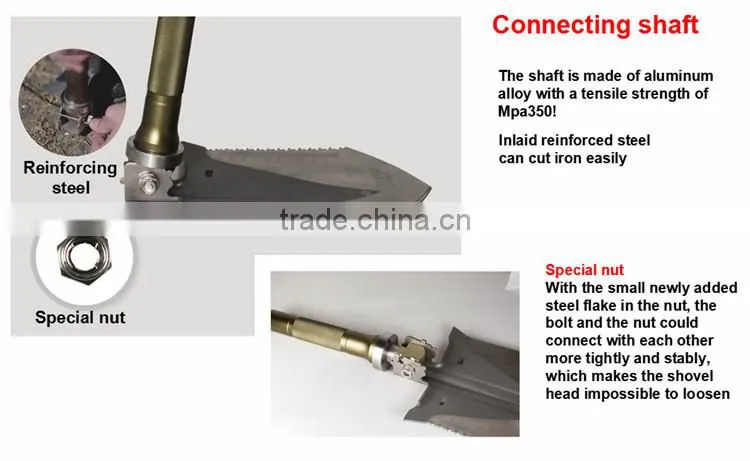 Mutifunction Outdoor Knife Shovel Hoe Screw Driver Flashlight Camping Equipment