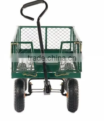 Garden Cart Steel Mesh Body Hinged Drop Sides LARGE Truck Wheel Barrow Trolley