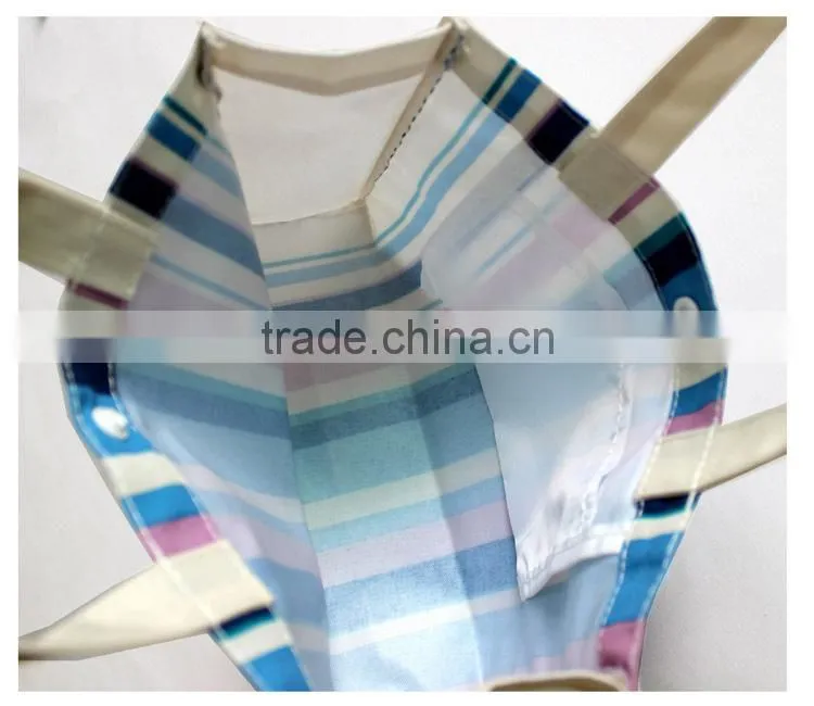 OEM Cheap Nylon Full Printing Women Stripe Small Size Hand Bag,Women Outdoor Tote Shopping Bag