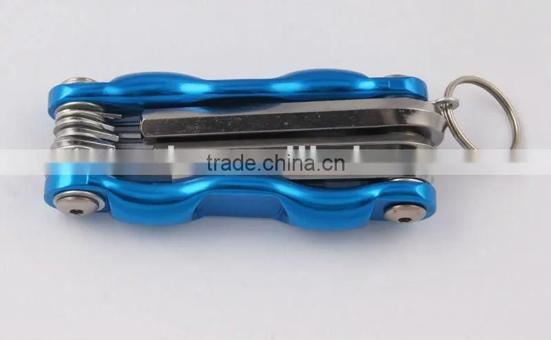 2014 new Stock pocket mini multi aluminium oxide promotion bike keychain tools 801-8a
