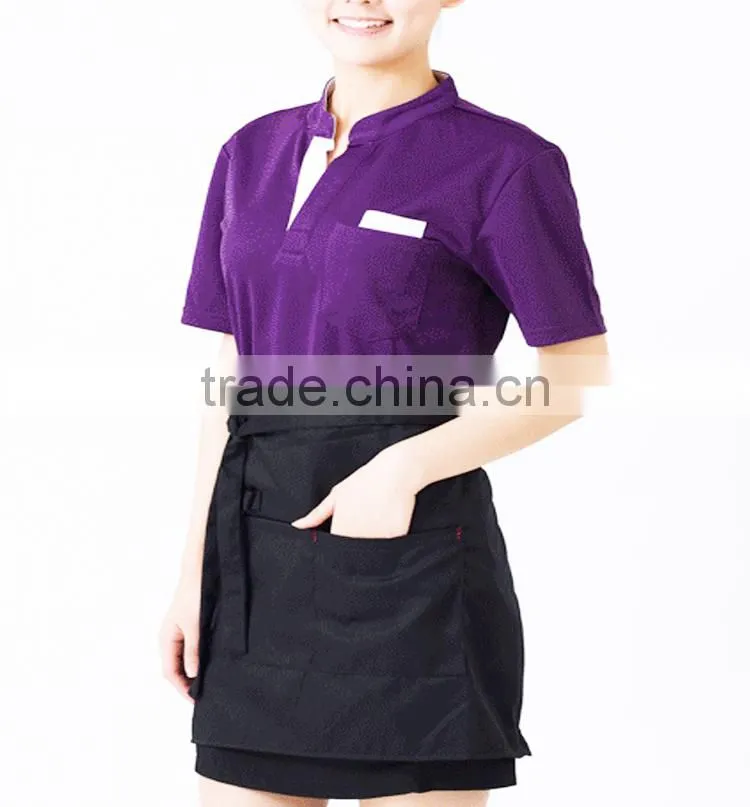 2016 new design OEM hotel restaurant unisex short sleeve staff uniform