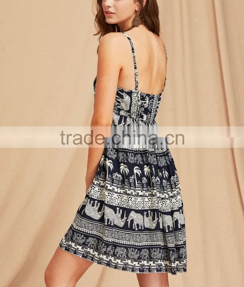 Boho clothing Vintage Indian Print Cami Dress HSd5216