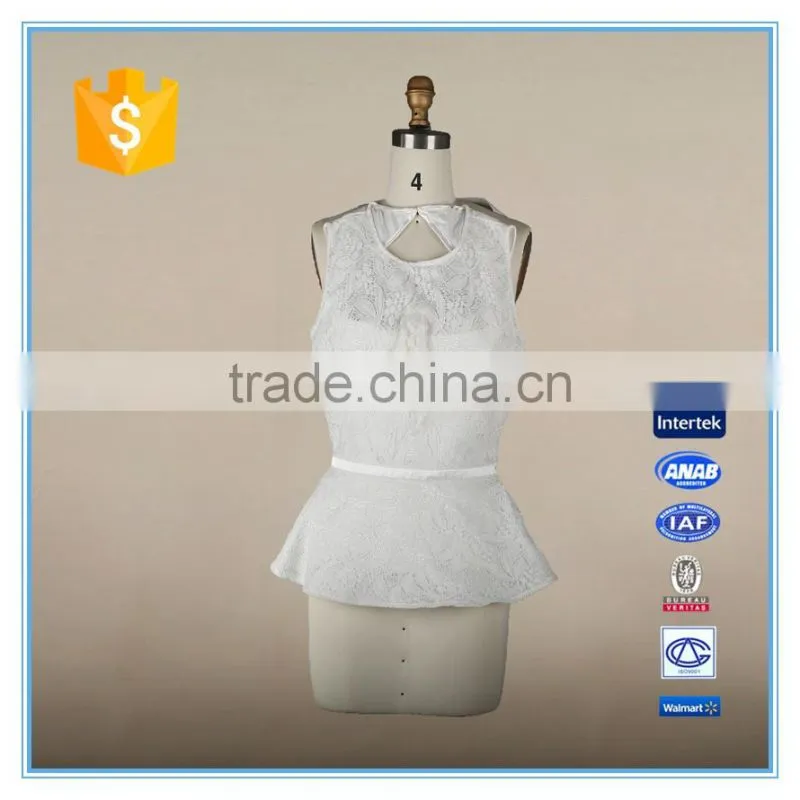 Latest White Sexy Women's Halterneck Slim Fit Lace Casual Tank Top