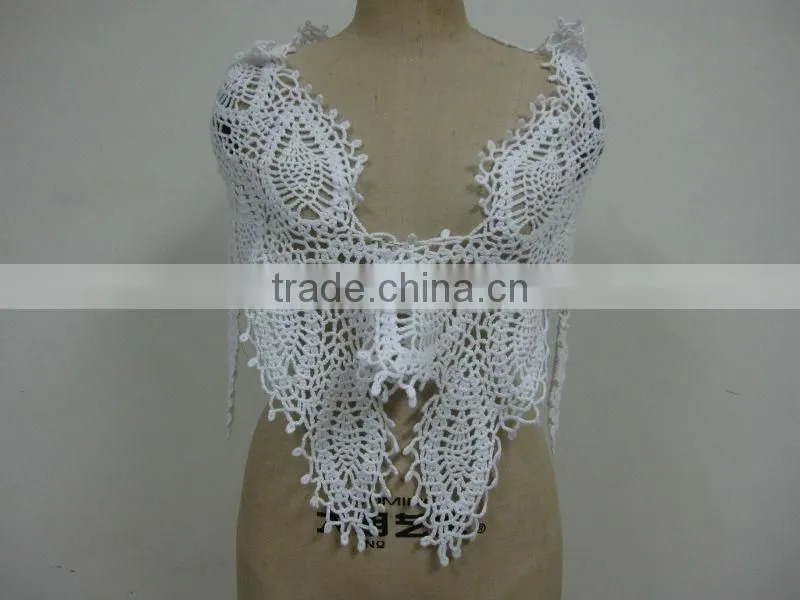 white fashion cotton crochet shawl