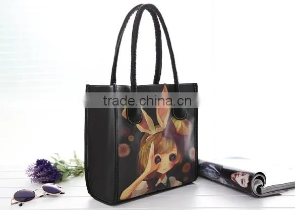 2014 Women Fashion Synthetic Leather Handbag Printing Bag Oil Painting Small Handbag SV009434#