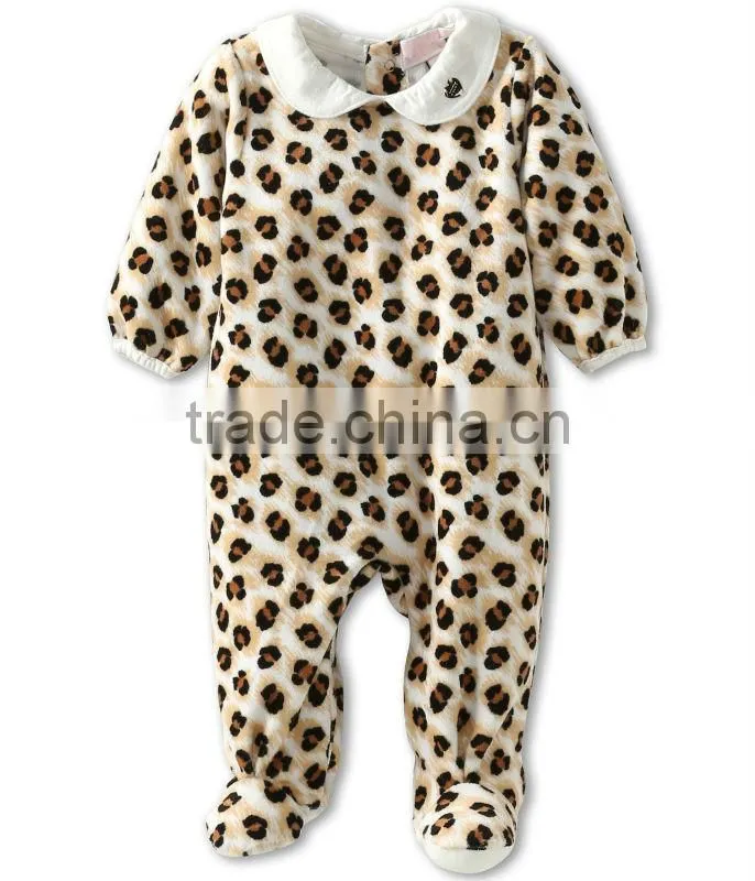 leopard printed footed bodysuit baby clothing wholesale china