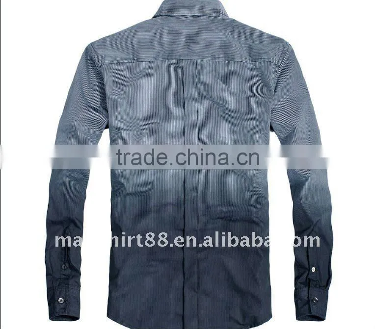 2016 latest omber stripes 100% cotton slim fit casual shirt for men