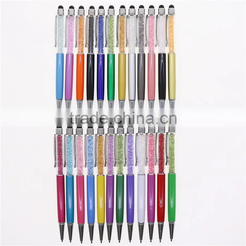 Crystal metal ball point pen touch screen pen for promotional gift