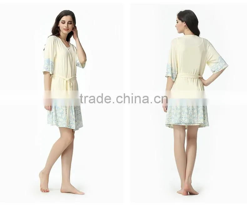 China supplier quality Qianxiu two pieces hot printed ladies deft design night wear