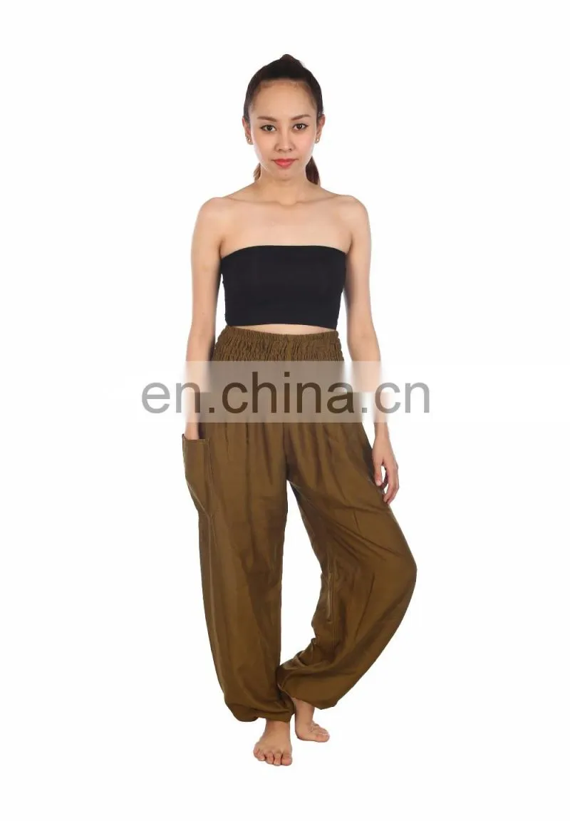 Lofbaz Women's Hippe Solid Drawstring Harem bohemian trousers Rayon Pants