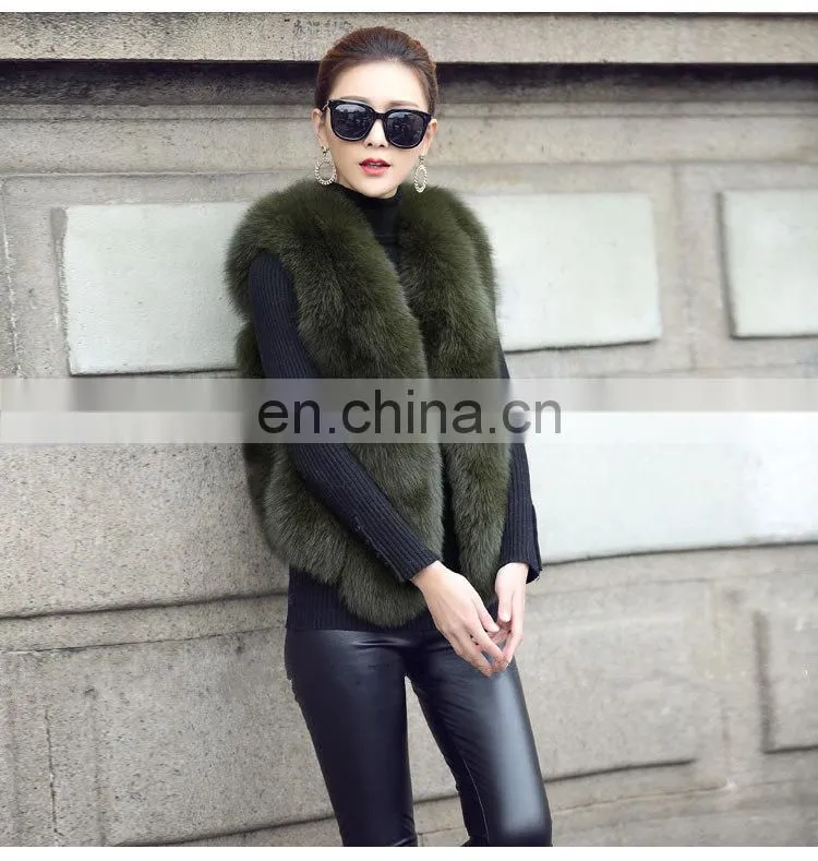 2014 Europe and America New Design Fox Fur Vest Fashion Women Fox Fur Vest