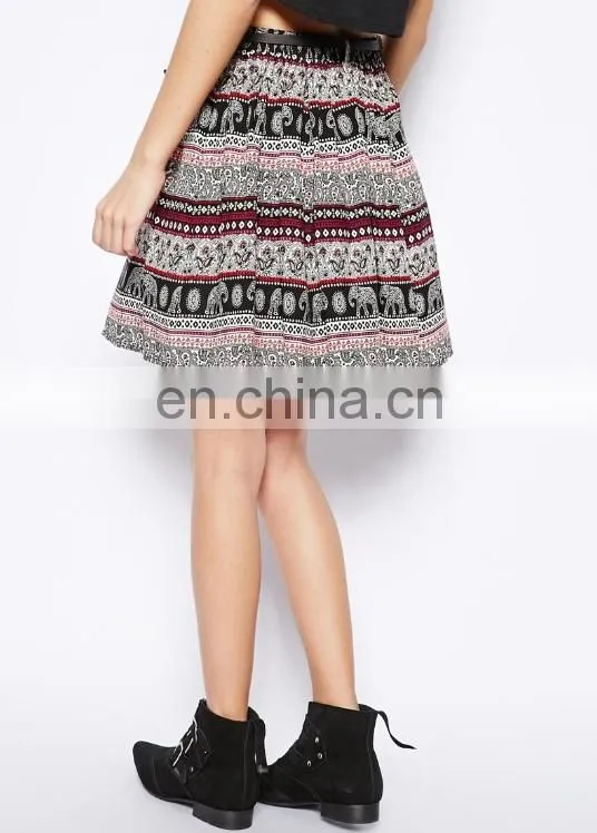 Latest Design Stripe Skirt With Belt 2015