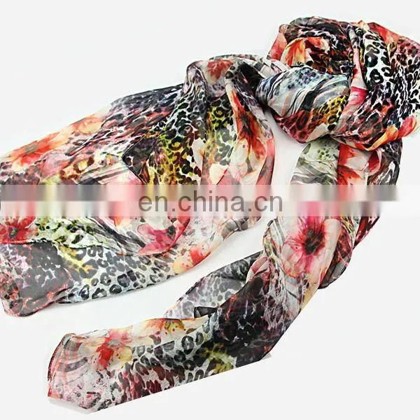 Fashion Digital Printed Chiffon Scarves For Ladies