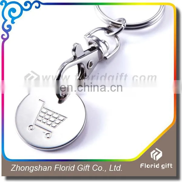 Bulk cheap debossed branding trolley coin key holder