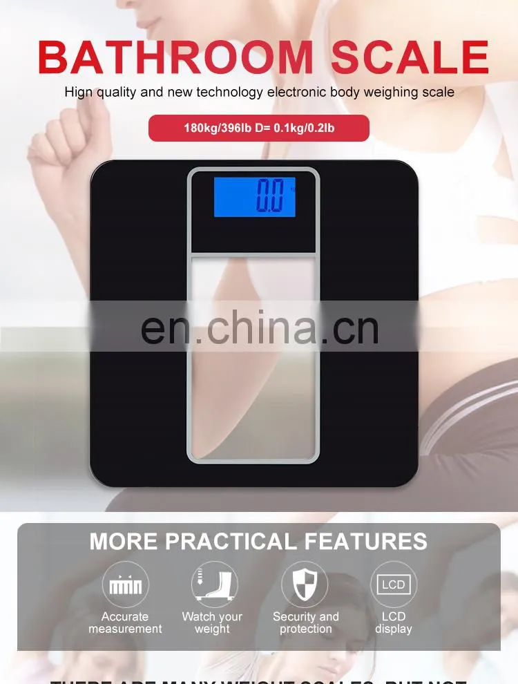 Custom OEM Accurate Glass 180KG Digital Personal Weighing Scales Of Bathroom