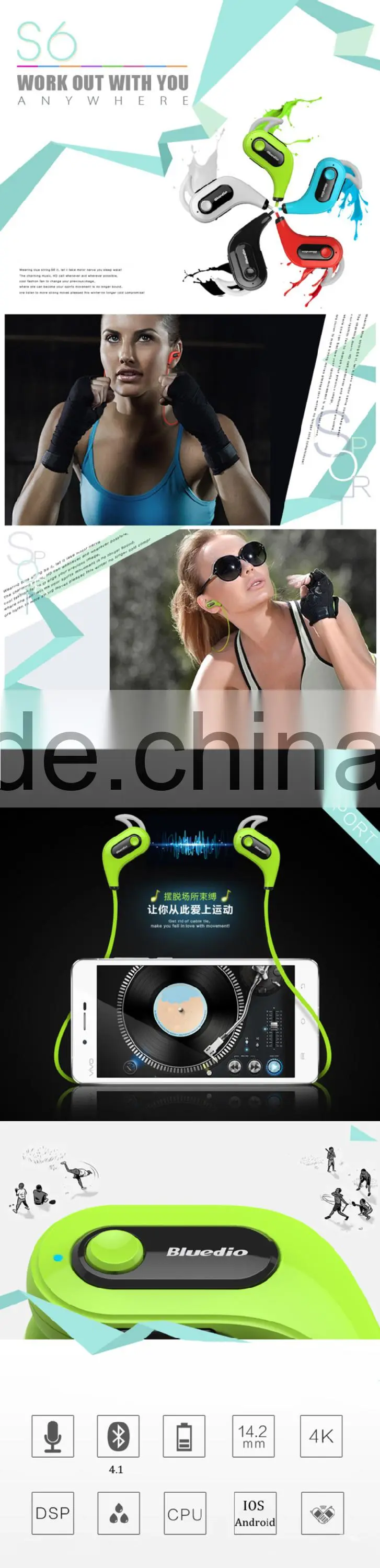 Bluedio S6 Bluetooth earphone with mic bluetooth 4.1 bluedio bluetooth headset manual