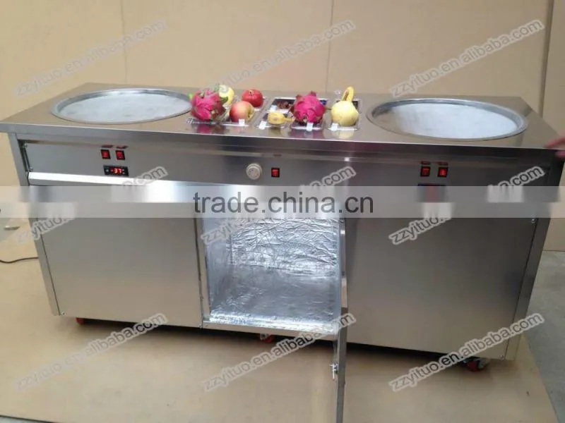 New Design Popular Double Plat pans Commercial Fried Ice Cream Machine Price