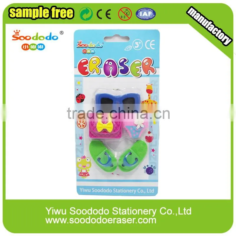 Cool 3D slipper shaped rubber puzzle eraser promotional