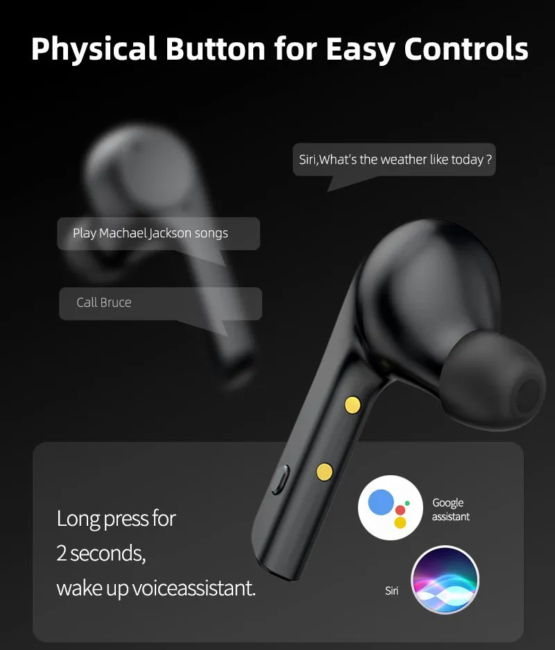 Newest Automatic Pairing Earpiece IPX5 Waterproof TWS Headphones Audfonos Inalambricos H2S