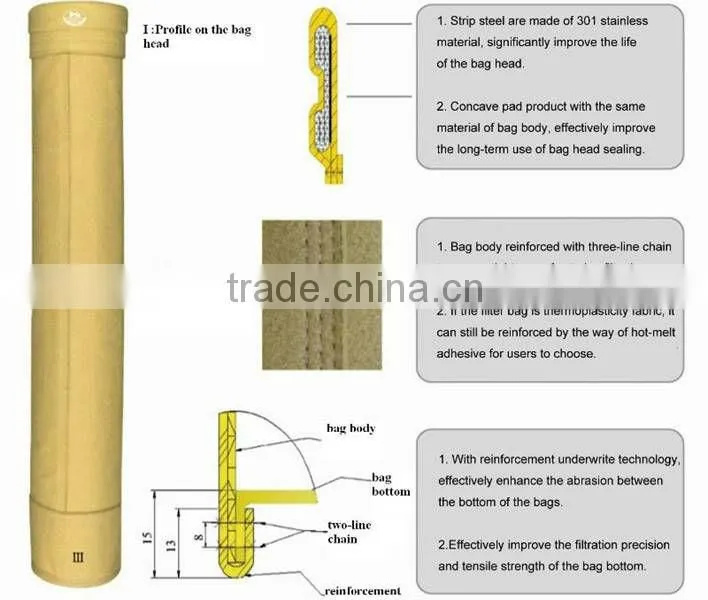 100% P84 nonwoven dust collector filter bag (needle punched)