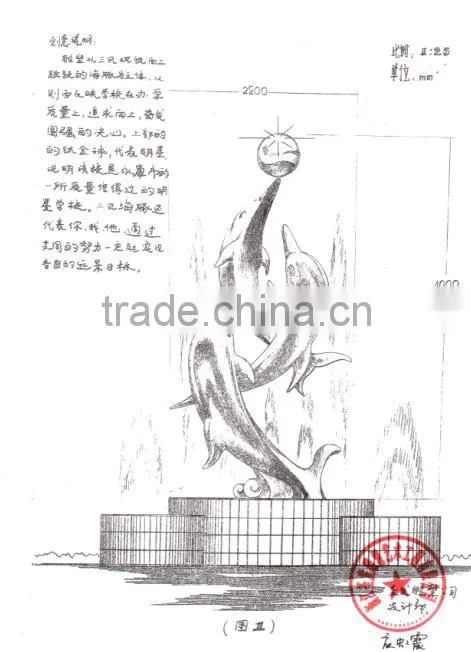 stainless steel Dolphins fountain sculpture