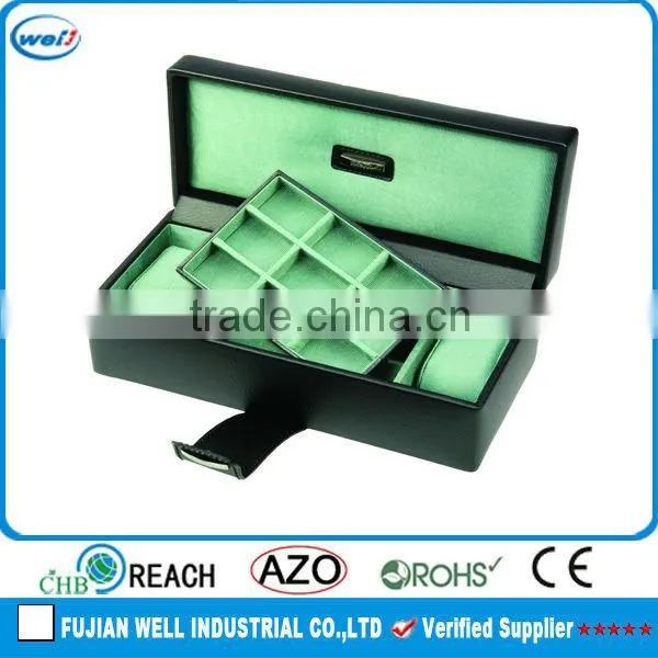 Brown PU leather unique cufflink box for gift