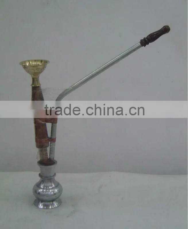 Green Glass & Metal Hukka