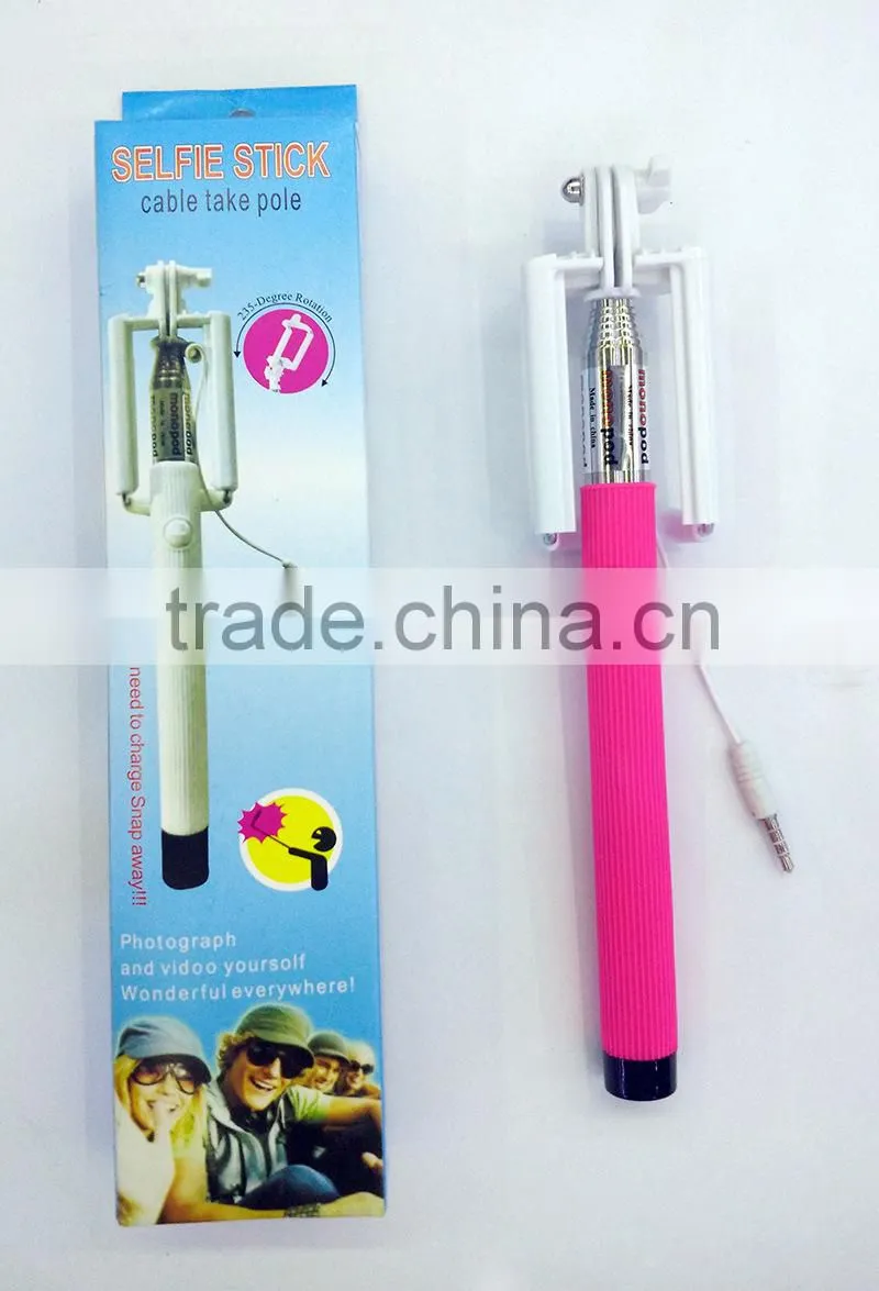 Self-pole,wired control selfie stick for mobile phone ,Since the shaft