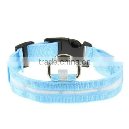 NEW Dog Personalized LED Light Nylon Pet Flashing Glow Nylon Collar Blue