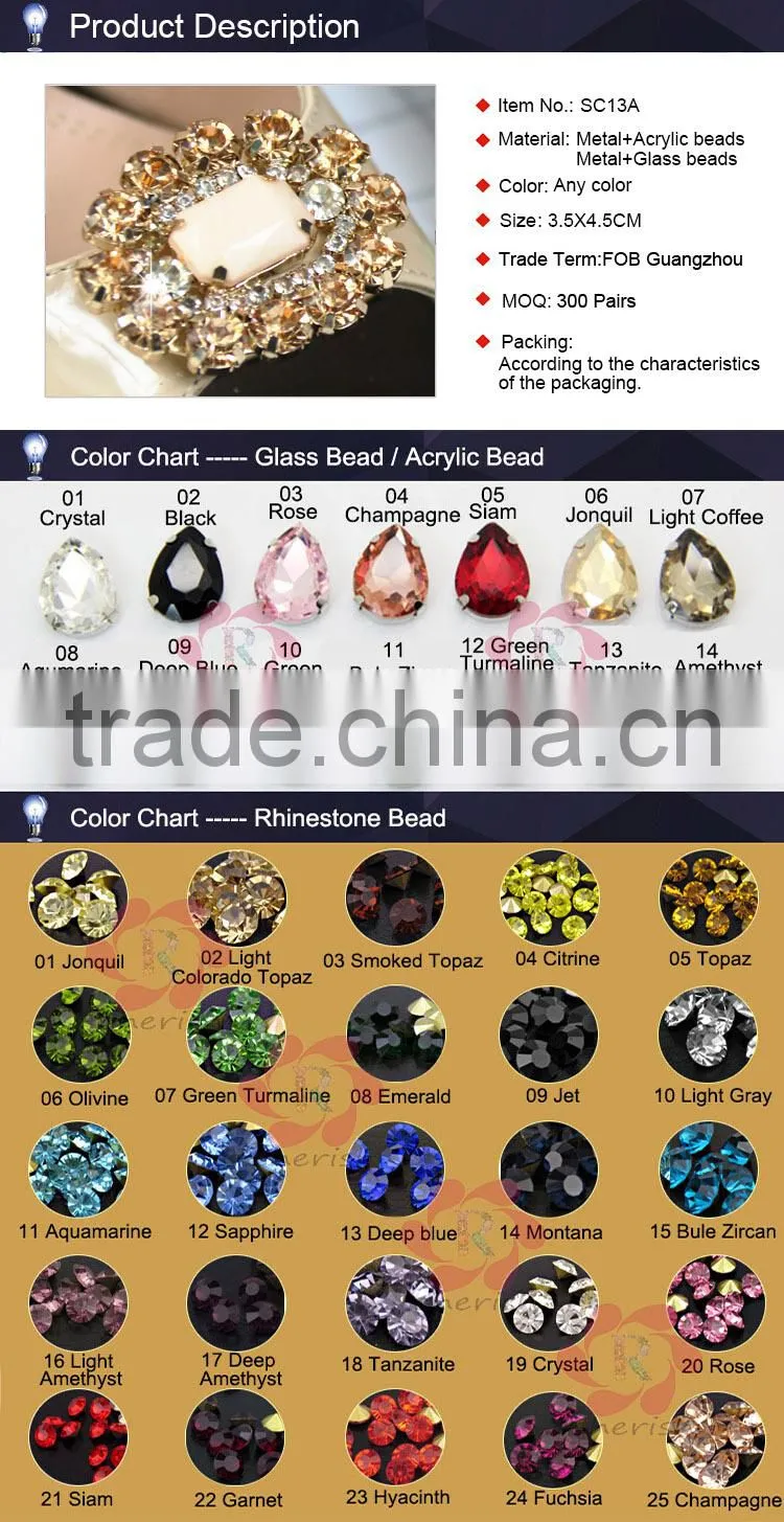 2015 Popular rhinestone shoe ornaments clip, oval shape in customize
