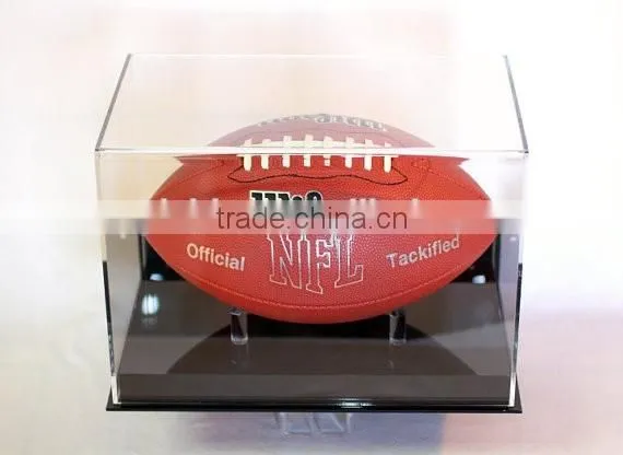 Football display case Wall Mount full size 85% UV filtering acrylic memorabilia collectible showcase with black acrylic base