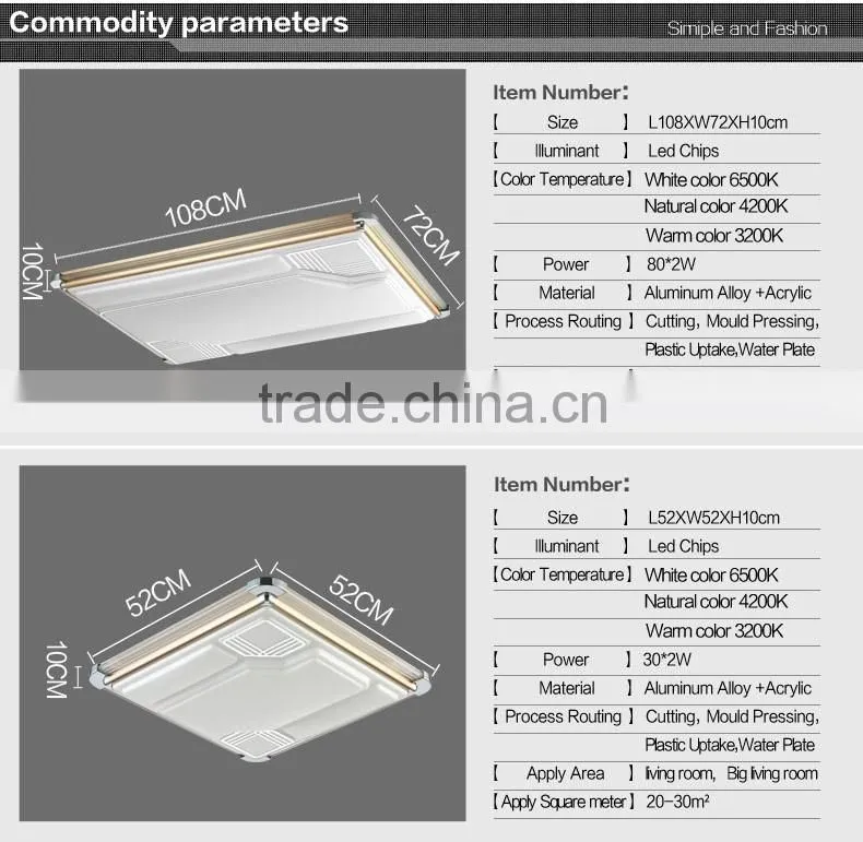 2016 New Design high lumen led ceiling light 520X520mm aluminum alloy frame