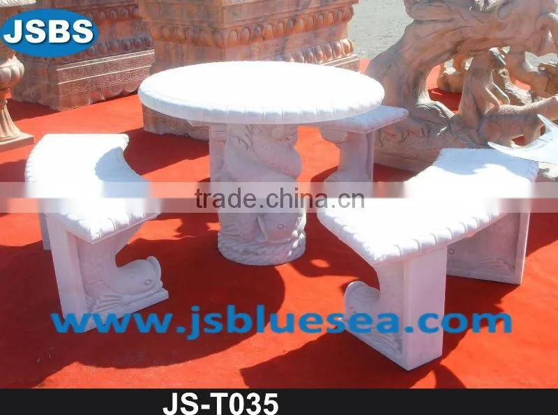 White marble bench carving with lion statue