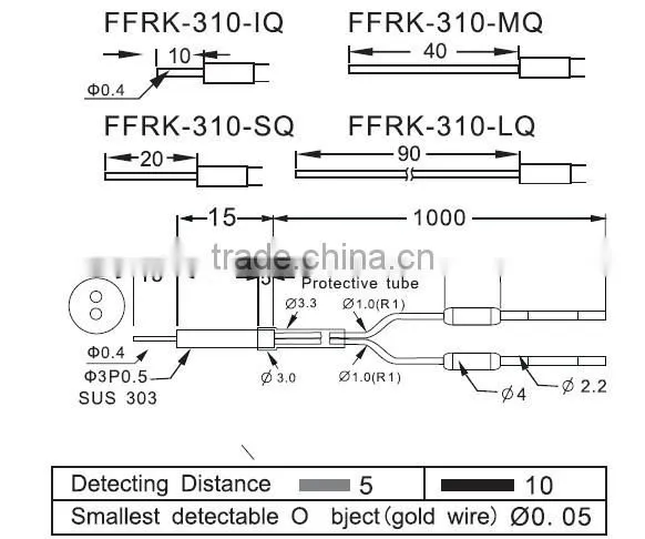 M3 Fiber Optical sensors, with protective tube, diffuse optical fiber unit