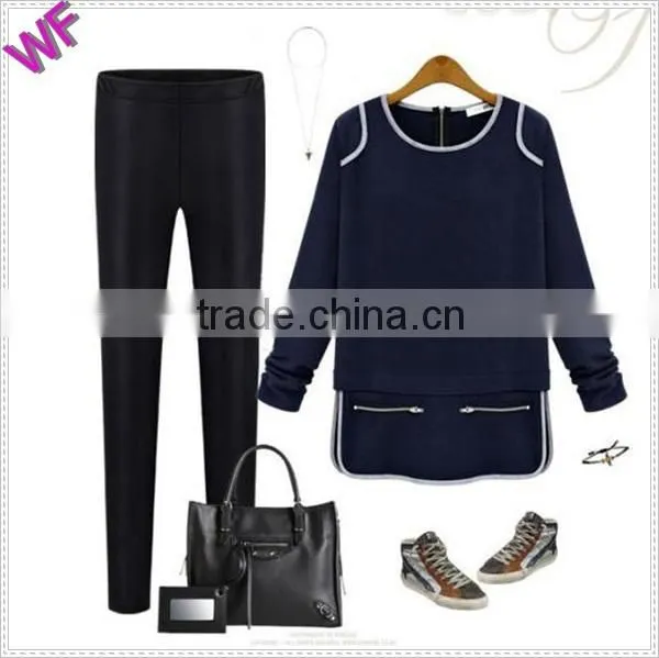 Sexy Hot! High Quality 2015 Blouses Women Long Sleeve Sexy T Shirt Dress Blue Gray Blouse Shirts Female Blouse