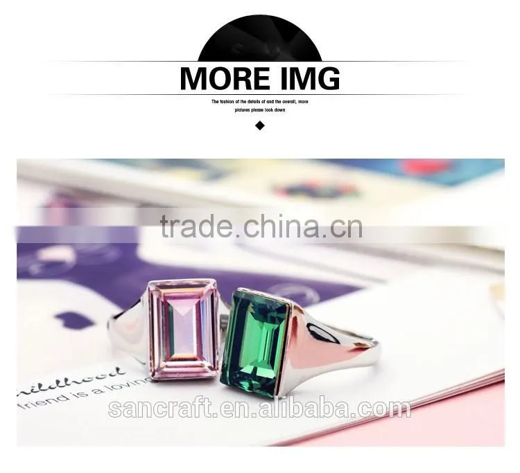 Austrian crystal two color retaining single stone finger one stone ring designs