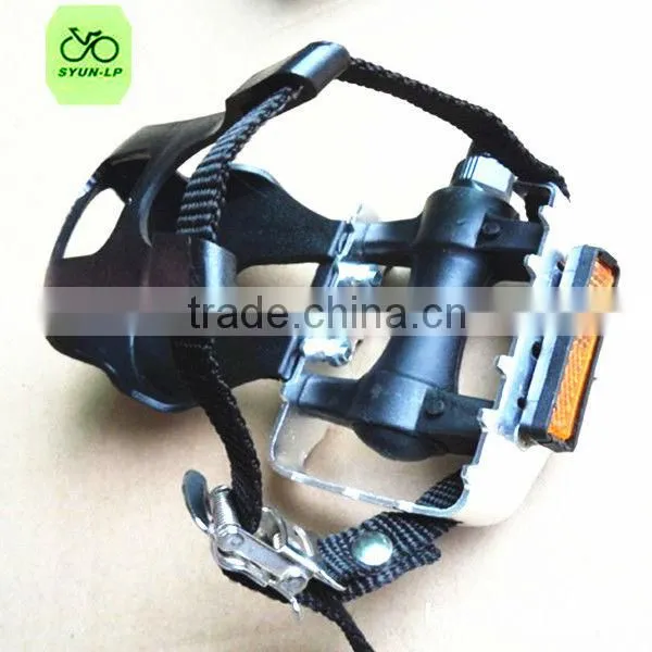 ISO9000 plastic toe clip with leather for bicycle pedal