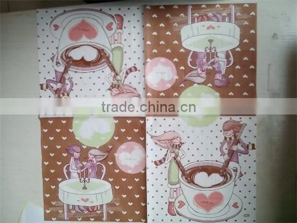 Cocktail Party Products Cheap Colorful Virgin Pulp Printing 1/4 Fold Serviettes Paper Napkin
