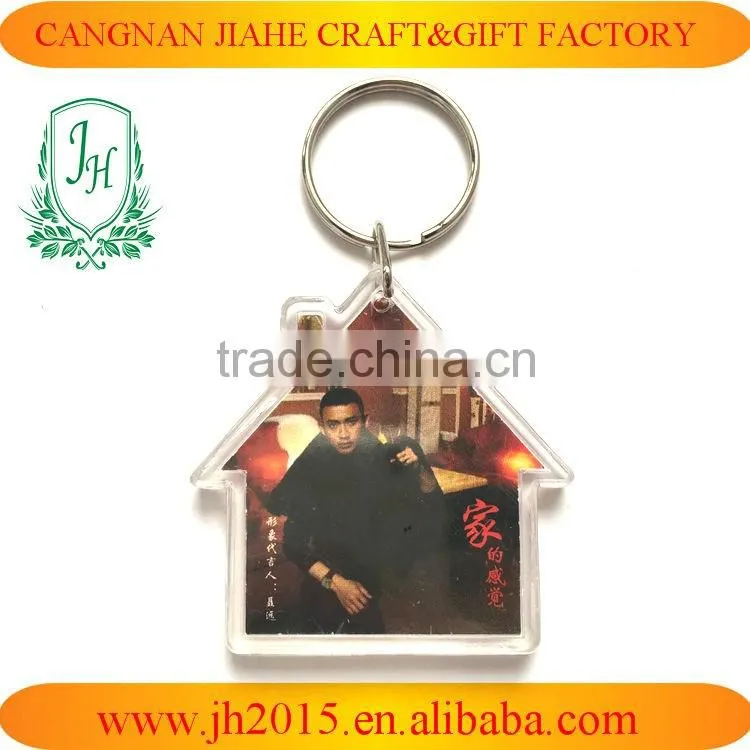 Plastic Transparent Blank Insert Photo Picture Keychain Frame Keyring